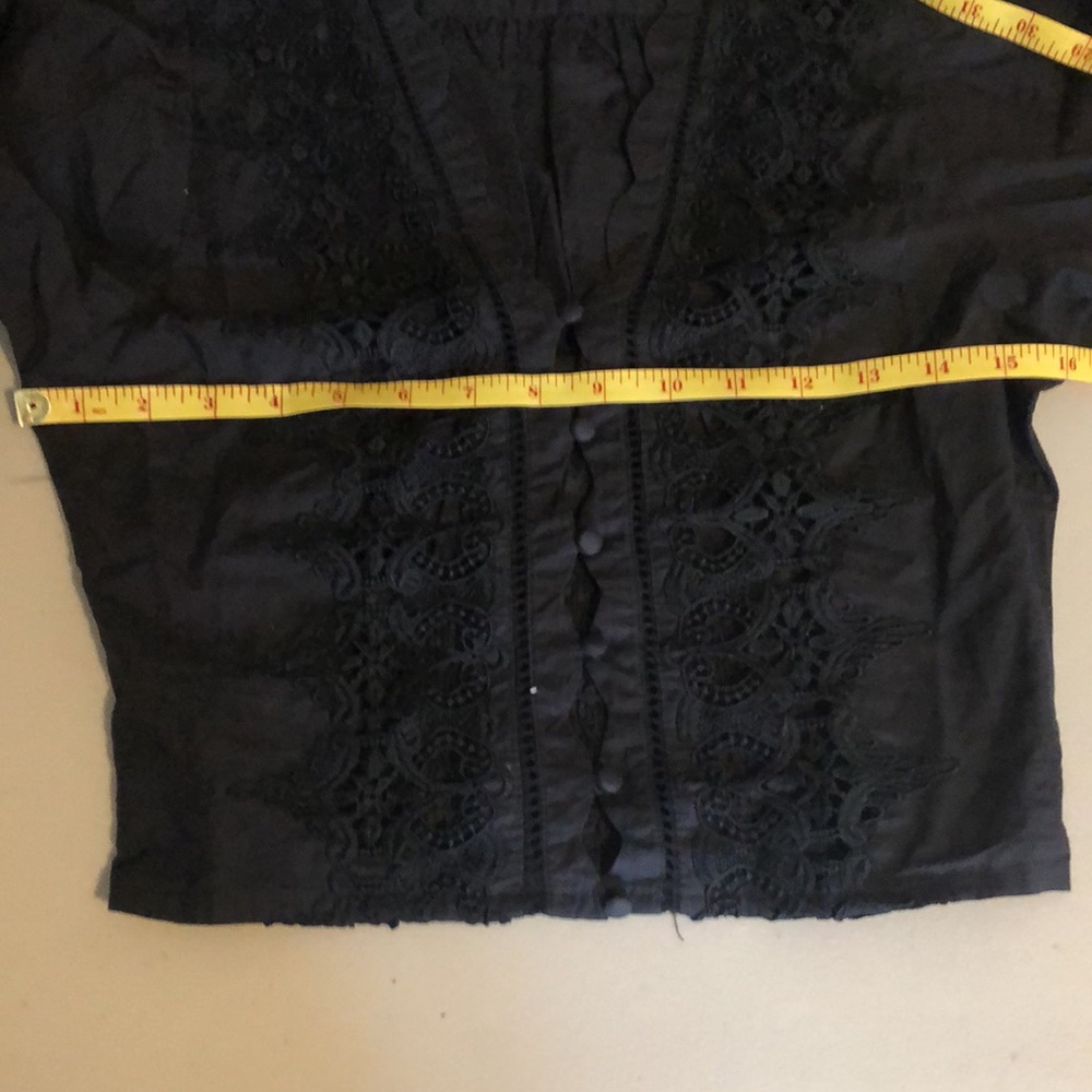 FREE People Louella Embroidered Top XS Lace button up blouse Black NWOT - Picture 13 of 13